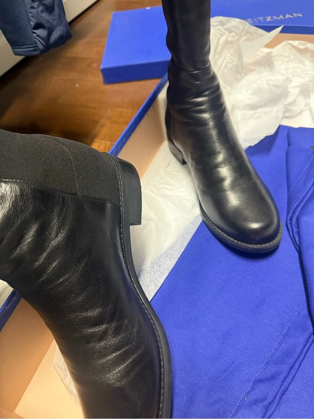 NEW Stuart Weitzman Black Over-the-Knee Stretch Leather Boots